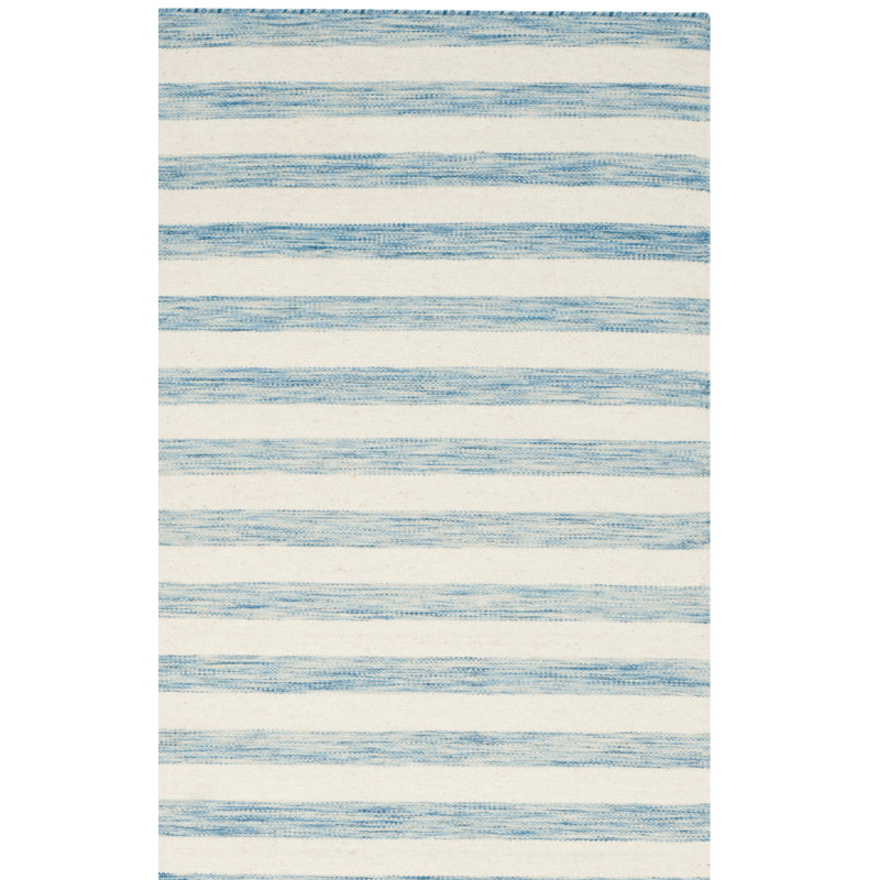 Tapis rayé en laine / coton tissé à la main Emek, Carré 6 pi