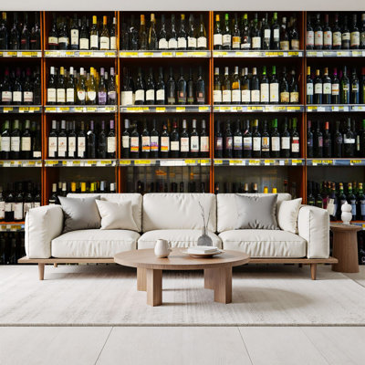 Peel and Stick Wallpaper large cabinet bottles wine supermarket wine rack Wall Murals 69"H x 96"W Removable PVC Wall Paper Self-Adhesive Wall Paintings Art Decor for Kids Bedroom Living Room Nursery Office