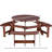 Outdoor 6 Person Dining - 3 Built-In Benches Umbrella Hole Waterproof Brown Furniture Picnic Table With Hole, Weather , For Patio