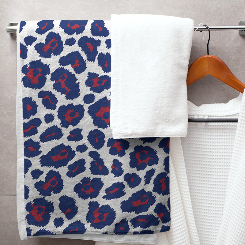 Lucida Bath Towel, Microfiber, White/Red/Dark Blue