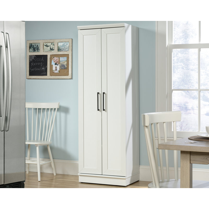 Soft White Tall Kitchen Storage Cabinet with Adjustable Shelves