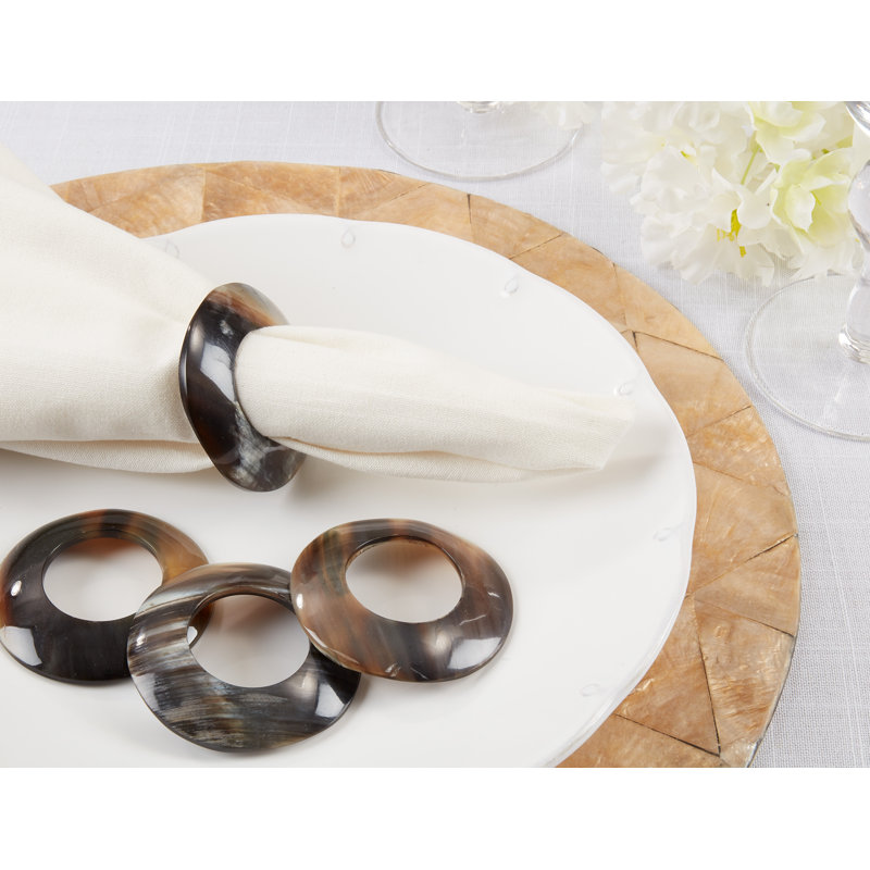 Rustic Round Natural Horn Napkin Rings Set of 4