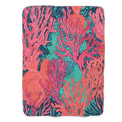 Abstract Abstract Coral Whispers - jeté en sherpa B 1 pièce de qualité supérieure