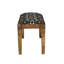 Banc rembourré rustique noir et blanc avec pieds en bois à motif moderne