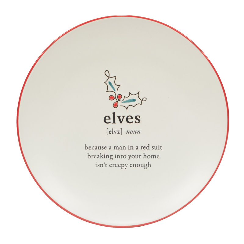 Christmas Fun Sayings Ceramic Dessert Plates Set, 8.25"