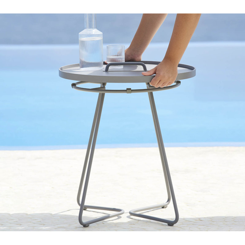 On-the-Move Outdoor Round Side Table, 17.4", Light Gray