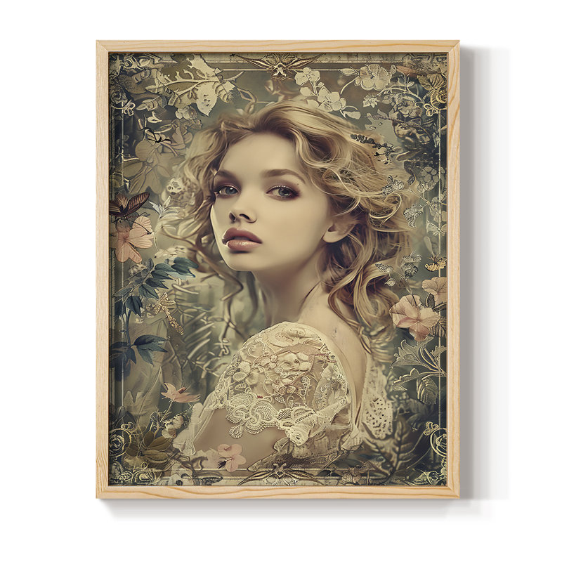 Reproduction encadrée WOMEN Series CCCCXXV III - bois massif, H 11 po x l 9 po