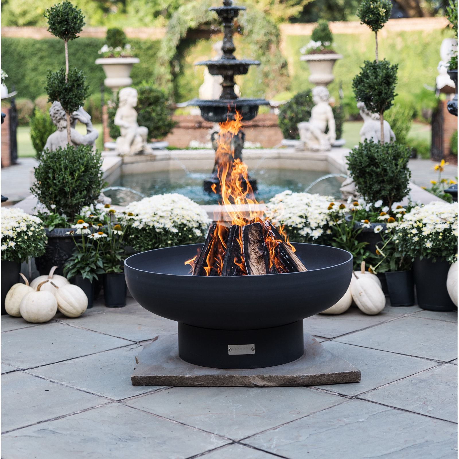 Harrogate Steel Wood Burning Fire Pit, 19" H x 48" W x 48" D