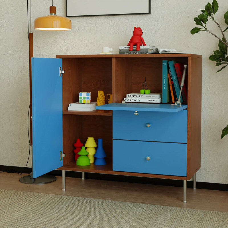 Buffet en bois manufacturé bleu, Bleu