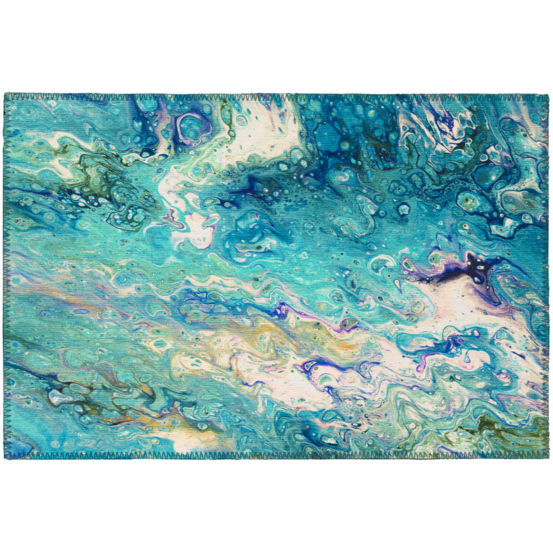 Chenille Washable Abstract Rug, Rectangle 1'8" x 2'6"