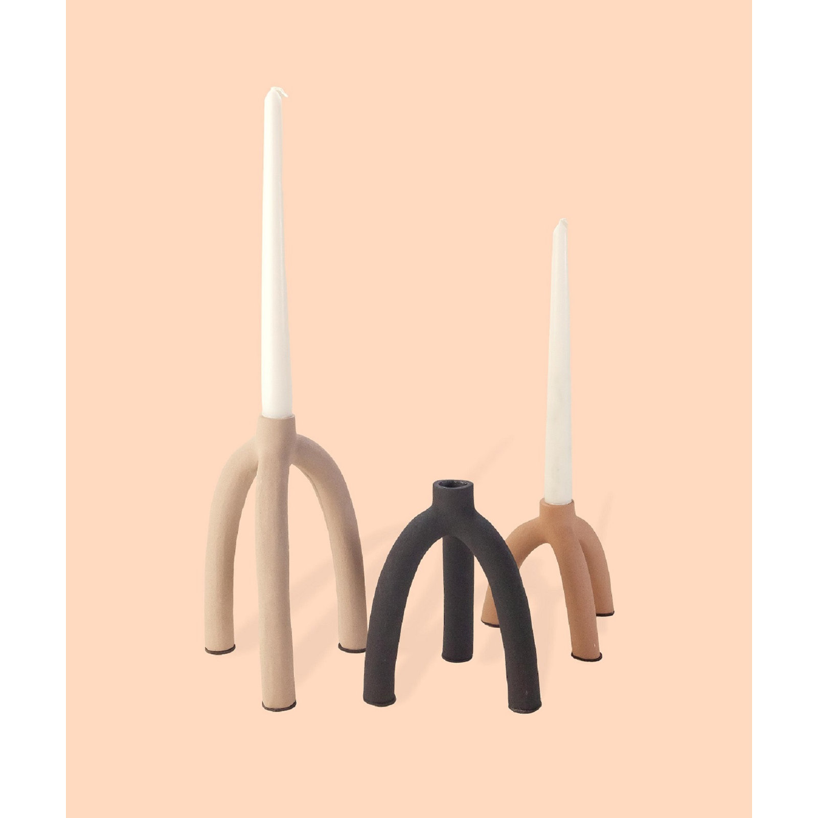 Asira Lg. Aluminium Candleholder, 8" H x 5.25" W x 5.25" D, Light Brown