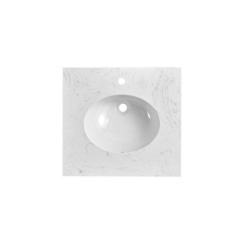 Plan de toilette simple en pierre reconstituée de 24 pouces avec lavabo (base non incluse)
