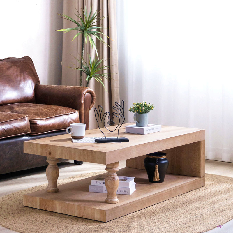 Table basse rustique, table basse, table basse de style campagnard, mobilier rustique moderne, table basse avec tablette, table de salon