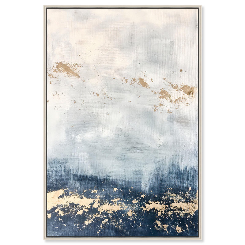 Toile «Ocean's Gold Hues II» par Art Remedy, H 16 po x l 11 po, Silver, Cadre flottant