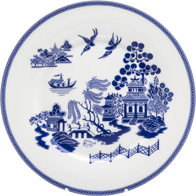 Grace Bone China Blue Willow Collection, Set Of 4 Dessert/Salad Plates 7.5-Inch