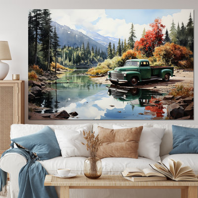 Pickup Truck Tranquil Lakeside III - Pickup Truck Wall Art