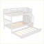 Lit simple superposé simple avec lit gigogne, structure en bois de pin et en panneau de fibres à densité moyenne, rangement pour escalier, aucun sommier nécessaire, blanc pour chambre à coucher / dortoir / adultes-2064636017