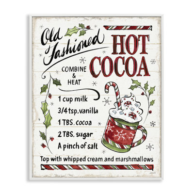 «Old Fashioned Hot Cocoa Holiday Instructions de cuisson», estampe numérique encadrée noire par Anne Tavoletti