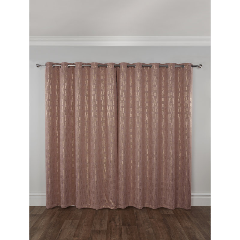 Hartford Room Darkening Sliding Panel Pair, Pink, Width 116 x Drop 137cm