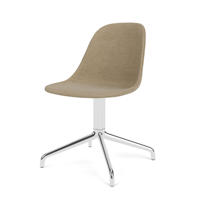 Harbour Swivel Task Chair, Dakar 0842 Black Genuine Leather, Polished Aluminum