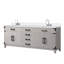 Meuble-lavabo double en chêne blanc 80 po X P 22 po D, dessus en quartz blanc et ensemble de robinet