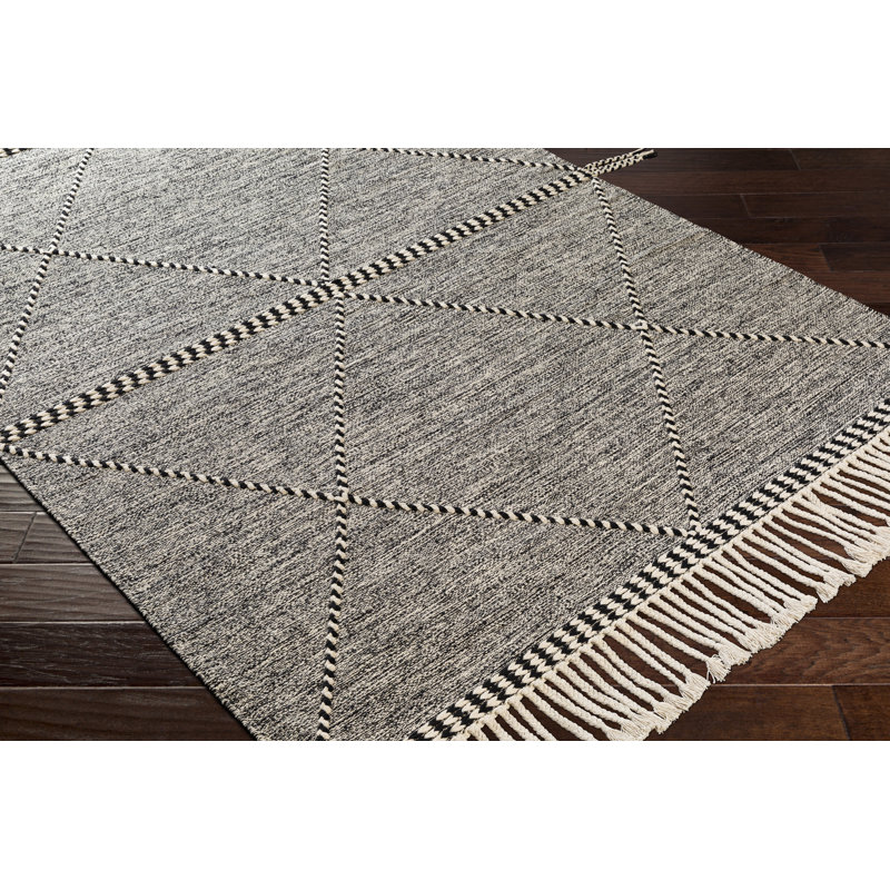 Tapis gris en coton tissé à la main Albury, Rectangle 2 pi x 3 pi
