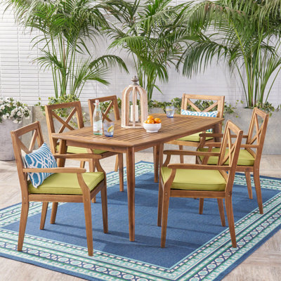Ensemble de salle à manger rectangulaire pour 6 personnes 71 "avec coussins Ortonville