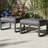 Set Of 2 26" All-Weather Aluminum Patio Ottomans Footrests With Thick Gray Cushions-1684745532