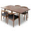 Ensemble de salle à manger 5 pièces Timothée Mid-Century avec 4 chaises en similicuir noir