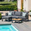 Brichelle Chaise Aluminium Sofa Set - with Teak Coffee Table - Charcoal