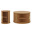 Ensemble de tables basses de style Mid-Century avec porte tambour coulissante, table de bout ronde cannelée avec rangement-793808976