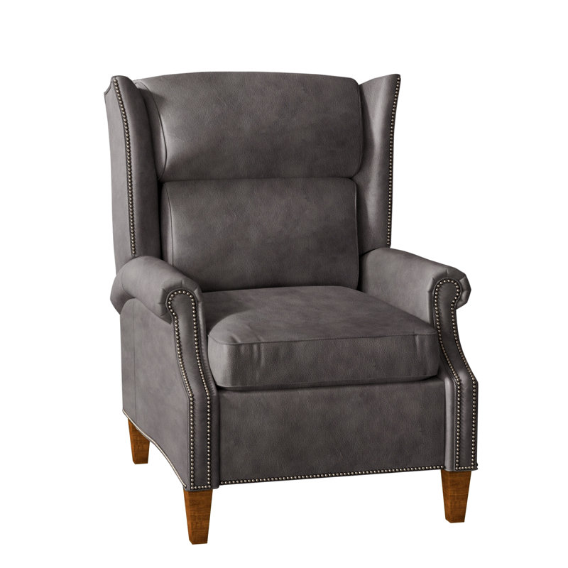 Broderick Recliner, #9 Nickel, Outsider Raven Genuine Leather, New Classiques