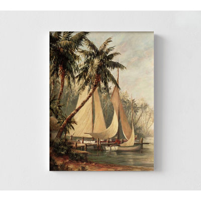 Ameera Rum Cay By Malarz, Antique Rustic Coastal Boat Wall Art, Sailboat Poster Print, Tropical Airbnb Wall Art, Boat Painting Print