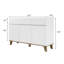 Commode blanche 3 tiroirs et 3 portes, commode de rangement moderne sans poignée avec pieds en bois naturel massif, armoire à tiroirs minimaliste pour le salon de la chambre à coucher, simple à installer