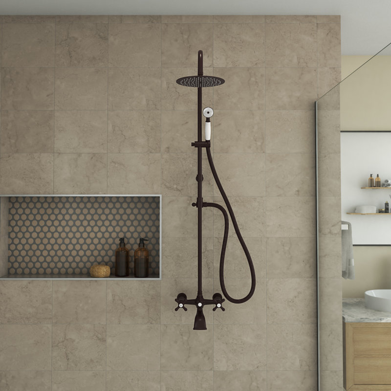Abyss Exposed Wall Mount Shower Faucet Set with Hand Shower (Valve Included), Oil Rubbed Bronze