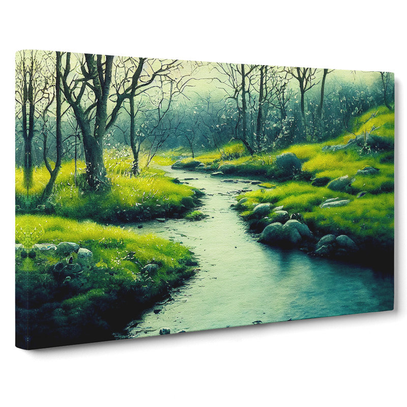 XXX-H1022-WF-8554X Summer Forest Stream Vol.2 - Wrapped Canvas Print