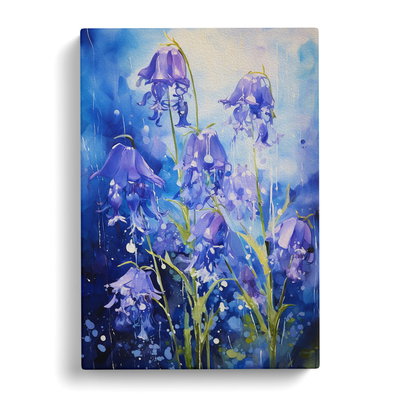 Bluebell Flower Action Painting - Wrapped Canvas, 50cm H x 35cm W x 3cm D