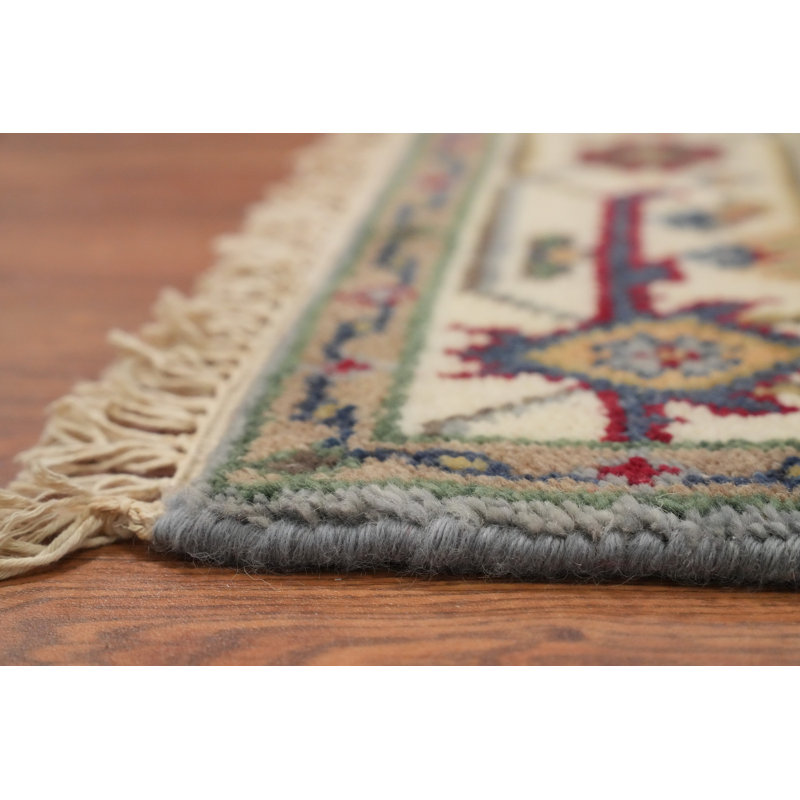 Tapis géométrique traditionnel en laine fabriqué à la main 4 x 6