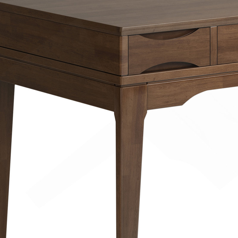 48 inch Wide Solid Hardwood Mid-Century Modern Small Desk in Walnut Brown