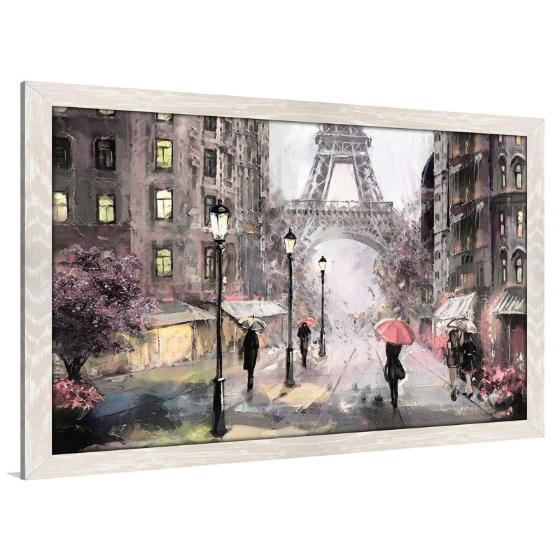 «Paris Streets II», reproduction encadrée, H 21,5 po x l 27,5 po x P 0,75 po, Cadre crème délavé