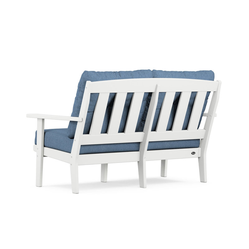 Lakeside Cape Cod Deep Seating Loveseat, Classic White, Sky Blue