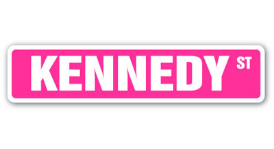 Kennedy Street Sign Heavy Duty Plastic 4" X 18"
