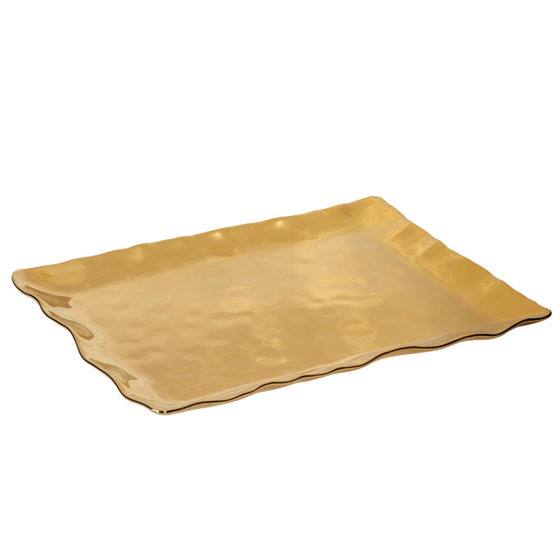 Gold Coast Rectangular Gold Ceramic Platter for Chips & Dip