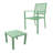 3-Piece Outdoor Conversation Set, Stackable Metal Patio Furniture with Square Table and 2 Chairs for Balcony, Garden, Deck, Backyard