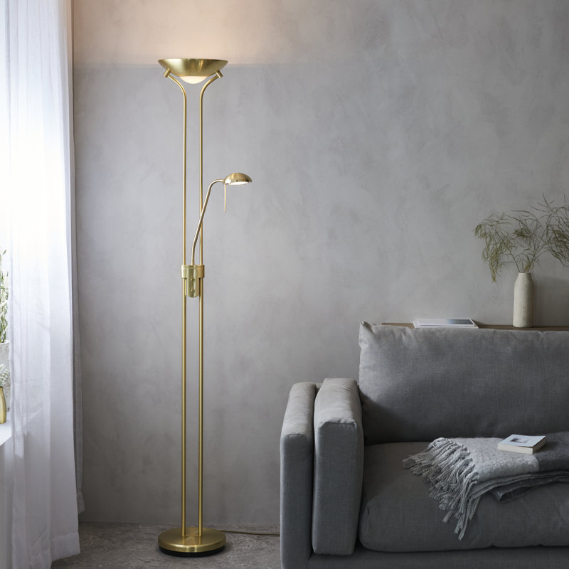 Charlie 180cm Uplighter Floor Lamp, Satin Brass