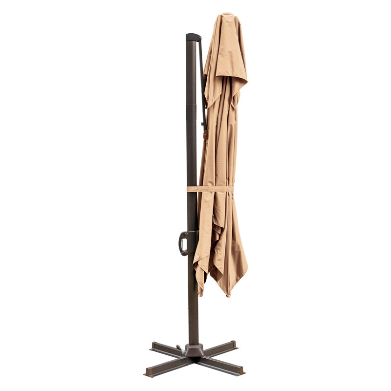 Parasol carré en porte-à-faux Dalson, Brun clair
