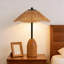 Lampe de table en grain de bois massif Farmhouse Chic - Lampe de chevet à chevet en rotin - Décoration vintage