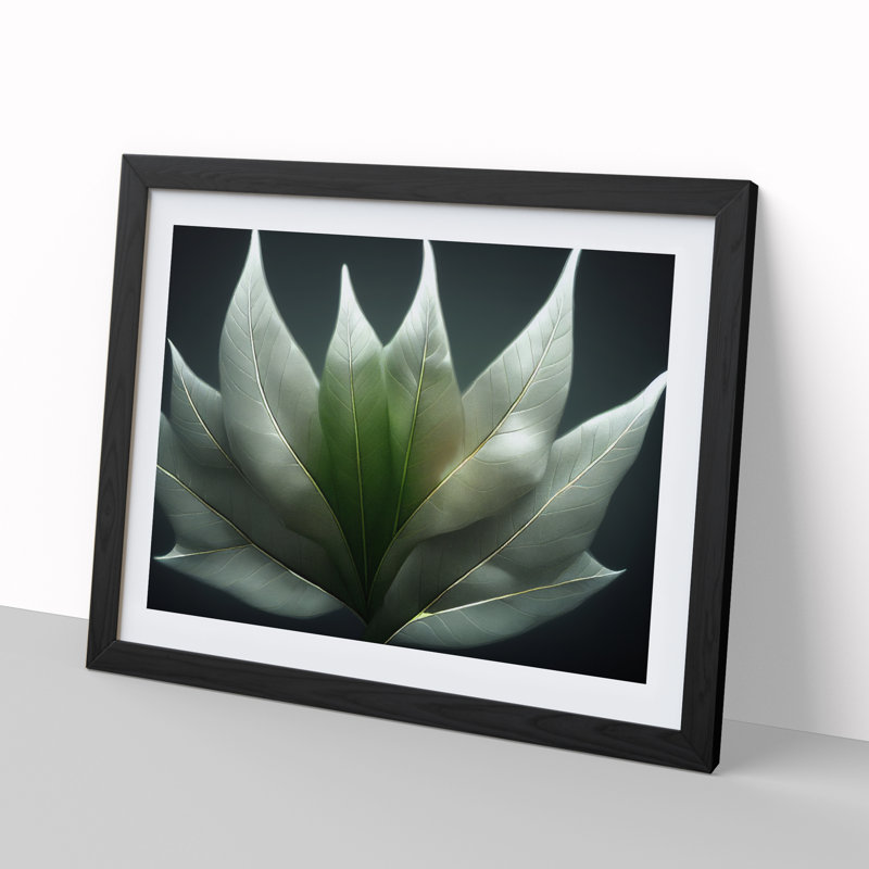 Enlightened Leaf - Single Picture Frame Print, 25cm H x 34cm W x 2cm D, Black Framed