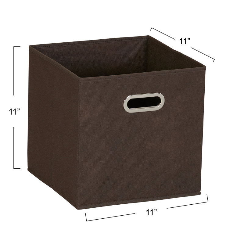 Fabric Storage Bins, Strong Poly-Woven Fabric, Sturdy Chipboard Sides, Grommet Front Handle, Stackable and Foldable, Brown