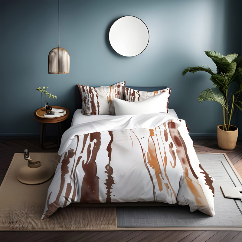 Polyester Abstract Duvet Cover, Queen Duvet Cover + 2 Queen Shams